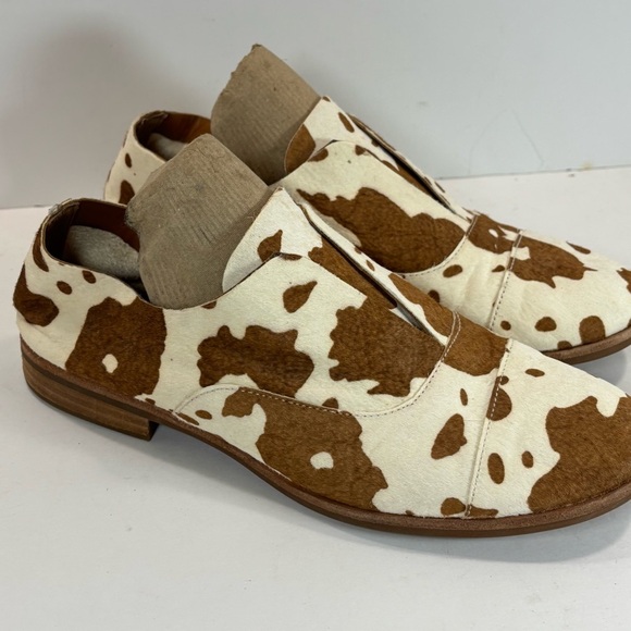 Kork-Ease Nottingham Slip On Brown Cow Print Oxford Leather Shoes Women 8.5 - Picture 4 of 6